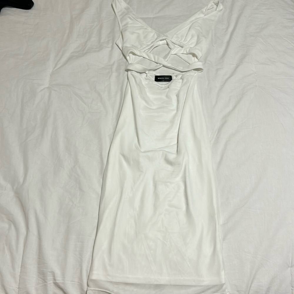 White fox white midi cut out dress size S- a little see thru